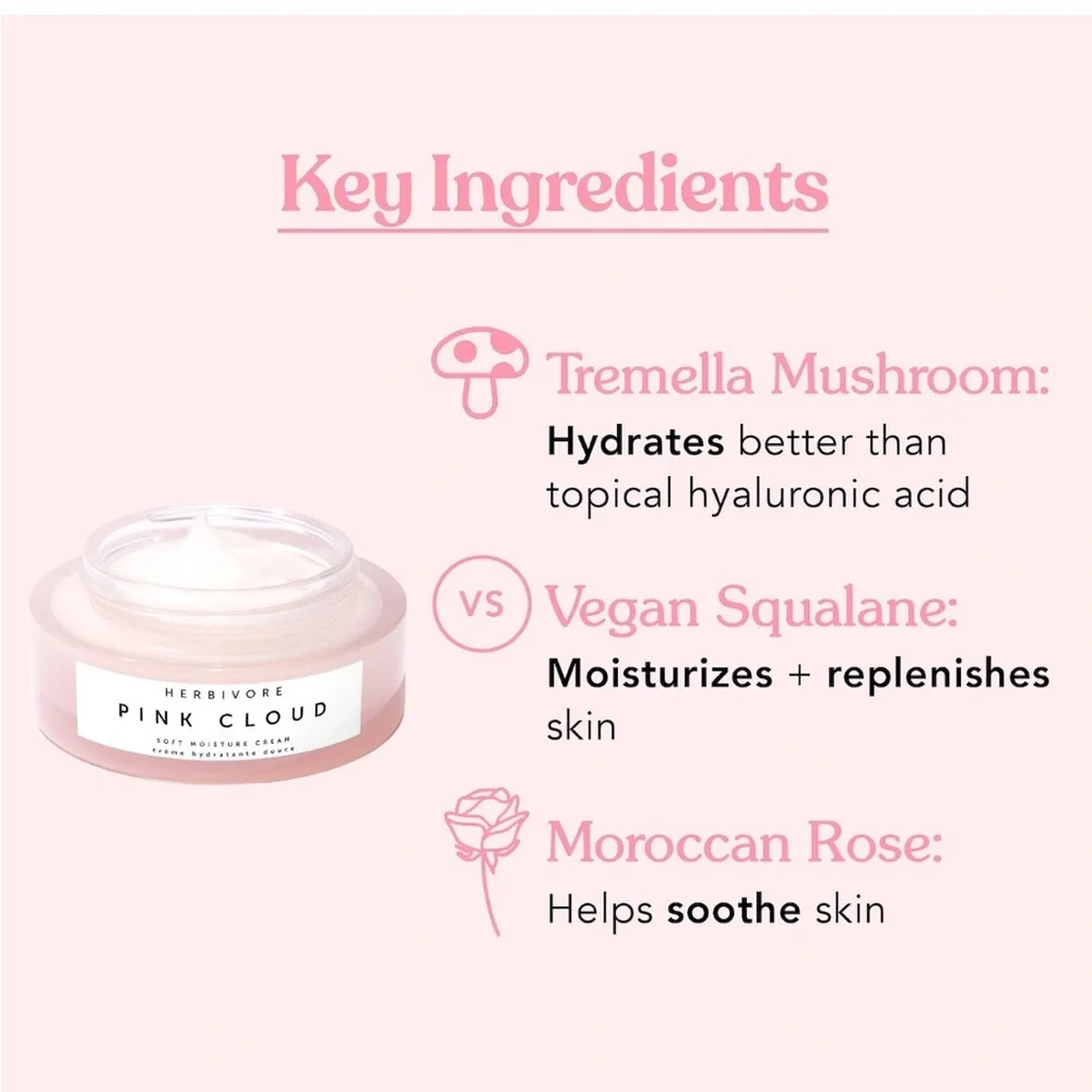 Herbivore Botanicals Pink Cloud Soft Moisture Cream Face Moisturizer - Picture 3 of 11